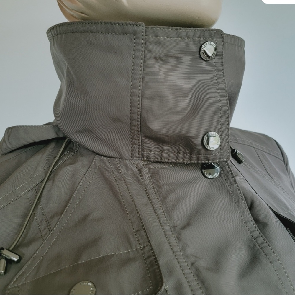 Ellen Tracy High-Collar Rich Green Trench Coat